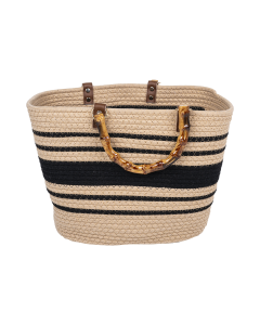 Colza Storage Basket Brown Black Bamboo Cotton