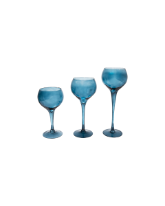 Bakaji Glass Candle Holder - Blue