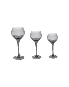 Bakaji Glass Candle Holder - Gray