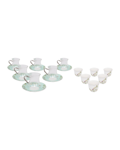 QA Silver-Handled Tea & Coffee Cup 18 Pcs Set