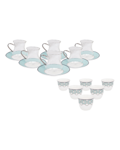 QA Silver-Handled Tea & Coffee Cup 18 Pcs Set