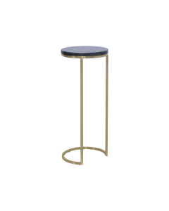 QA Side Table Gole & Black Glass & Stainless Steel