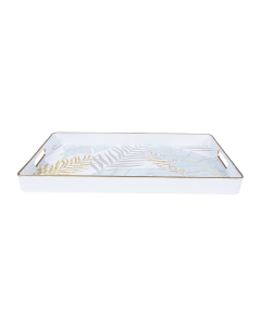 Al Saif Rectangular Fiber Presentation with Hand Drawing Green Branches with Gold