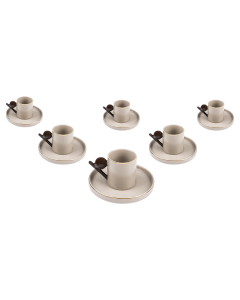 Al Saif White Porcelain Coffee Cups Set with Saucer Pink