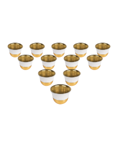 Al Saif Amber White Arabic Coffee Cups Set Embossed with Gold