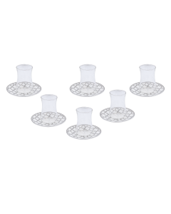Tea Cup Set – Glass with Porcelain Striped Saucer 12 pcs