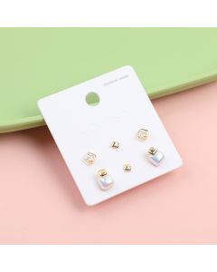Simple Geometric Stud Earrings-3 Pairs