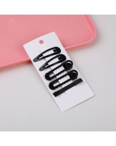 Black 8pcs Hair Clip Combo Set-001