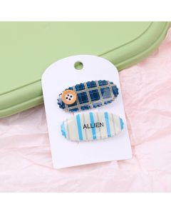 Denim Series Round Acrylic Hair Clip-2pcs