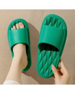 Simple Wave Pattern Women's Home Slippers Green Size 38-39