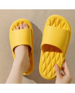Simple Wave Pattern Women's Home Slippers Yellow Size 36-37