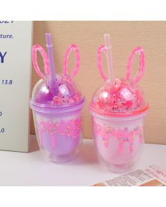 Sakura Rabbit Plastic Straw Cup-350ml