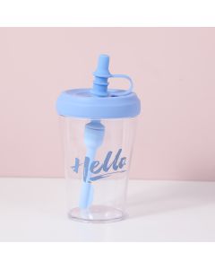Simple Cup With Straw 460ml- Light Blue