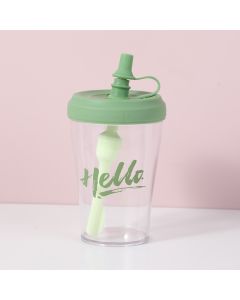Simple Cup With Straw 460ml-Green