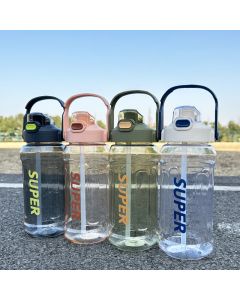 Large Capacity Double Drinking Plastic Cup With Straw-1500ml