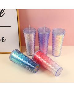 Gradient Color Large Capacity Durian Plastic Cup-710ml
