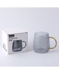 Simple Vertical Striped Glass Cup 350ml-Mist Gray