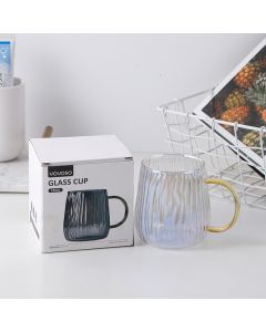 Simple Vertical Striped Glass Cup 350ml-Colorful