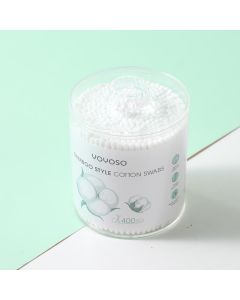 400pcs Bamboo Style Cotton Swabs-Thin Paper Rod With Round And Spiral Tip