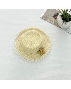 Lace Edge Flower Children's Sun Hat-Beige