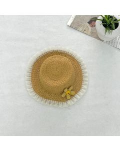 Lace Edge Flower Children's Sun Hat-Coffee