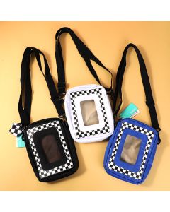 Checkerboard Cross-Body Bag With Pendant