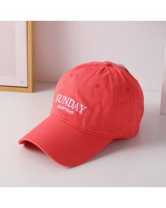 Sunday Embroidered Washable Adult Baseball Cap-Coral Pink