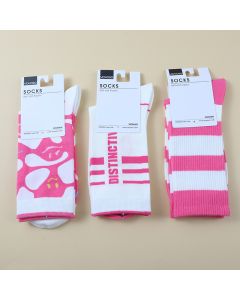 Rose Red Fun Striped Women's Mid-Calf Socks