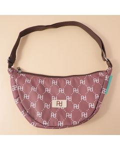 Pd Logo Crossbody Bag With Zipper- Dark Coffee