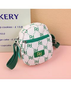 Pd Logo Vertical Crossbody Bag With Zipper-Green