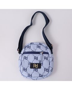 Pd Logo Vertical Crossbody Bag With Zipper-Blue