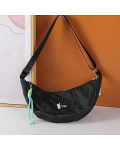 Cool Fashionable Rabbit Logo Crossbody Bag With Zipper-Black
