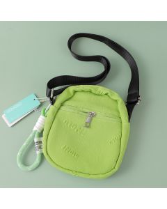 English Vertical Crossbody Bag With Zipper-Green
