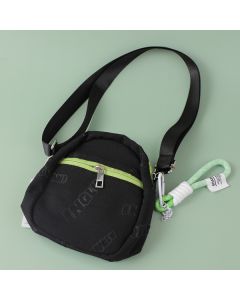 English Vertical Crossbody Bag With Zipper-Black