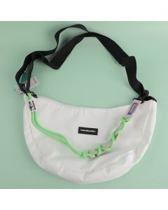 Lanyard Simple Crossbody Bag With Zipper-White