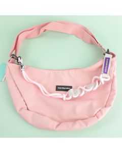 Lanyard Simple Crossbody Bag With Zipper-Pink
