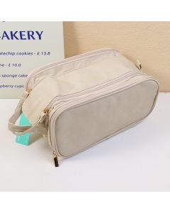 Multi-Functional Vintage Double Pull Cosmetic Bag-Gray