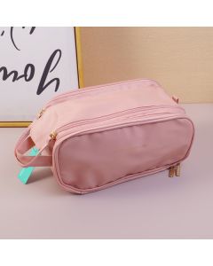 Multi-Functional Vintage Double Pull Cosmetic Bag-Pink