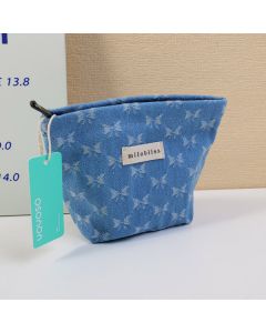 Denim Bow Small Hexagonal Bag