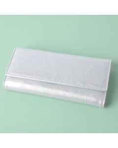 Pearl Shimmer Large Three Folding Wallet-Silver