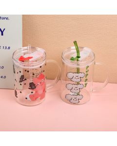 Large Capacity Straw Glass Mug-1L
