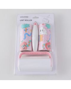 Pink Flower Lint Roller With Cover x3 Rolls