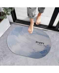 Watercolor Oval Floor Mat-Blue
