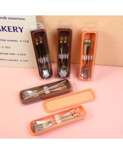 Kitty Cat Travel Spoon Fork And Straw Set