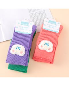 Colored Cartoon Bear Children's Mid-Calf Socks-Medium