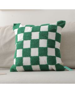 Cotton Canvas Towel Embroidered Throw Pillow-Checkerboard