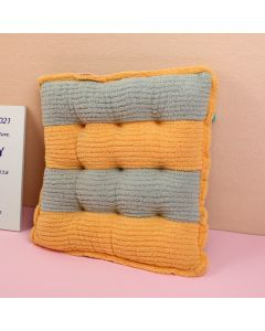 Striped Clashing Squares Cushion - Yellow Blue