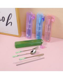 Flower Lake Collection Spoon, Fork, Knife And Straw Set