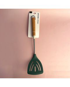 Fashion Silicone Slotted Spatula With Wooden Handle