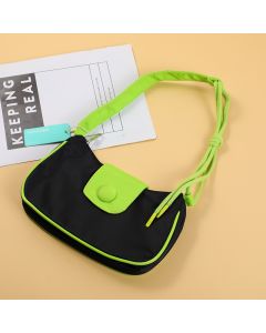 Solid Color Shoulder Bag-Black